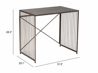 Gray and Gold Slatted Sides Table Desk