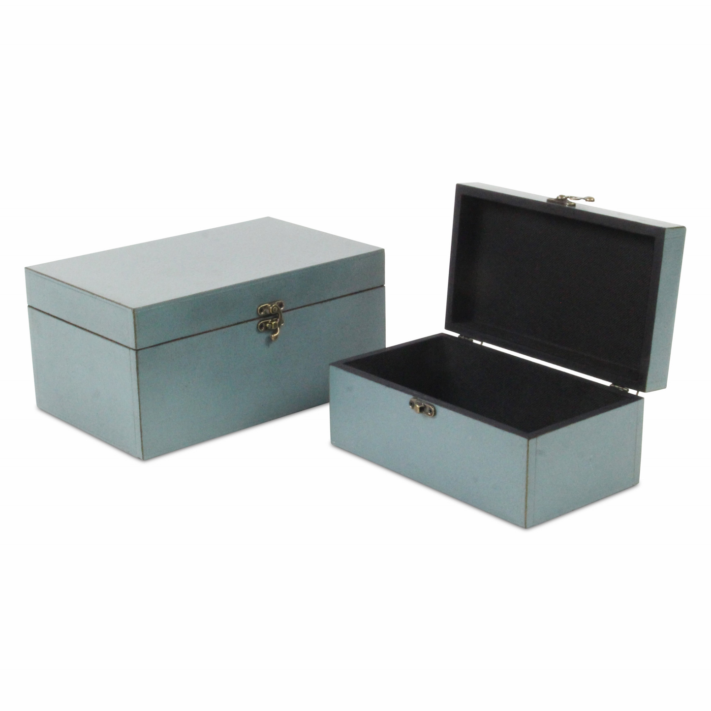 "Set of Two Pale Blue Wooden Storage Boxes"