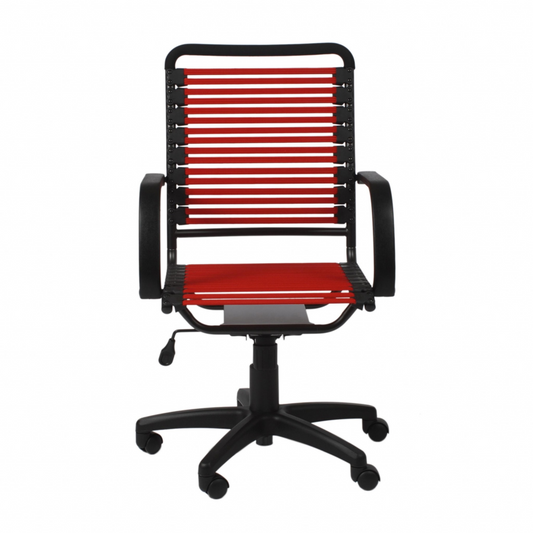 45" Black and Red Flat Bungee Cord High Back Office Chair