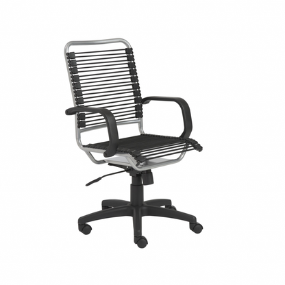 43" Chrome and Black Round Bungee Cord High Back Office Chair