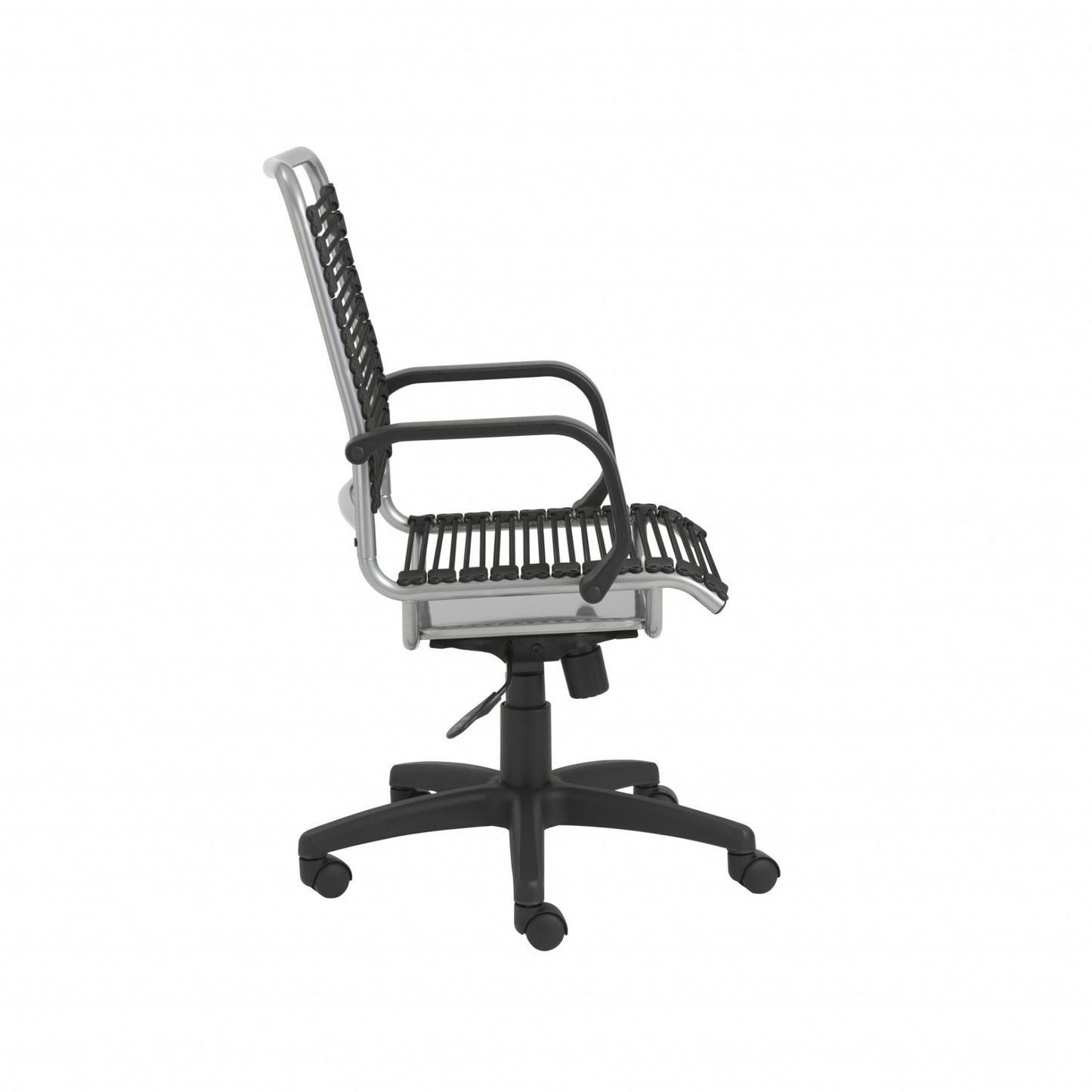 43" Chrome and Black Round Bungee Cord High Back Office Chair