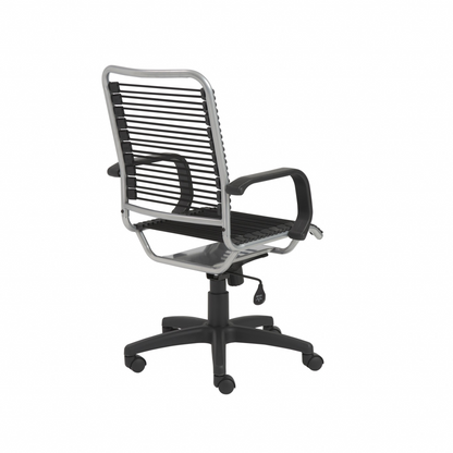 43" Chrome and Black Round Bungee Cord High Back Office Chair