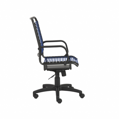 43" Black and Blue Round Bungee Cord High Back Office Chair