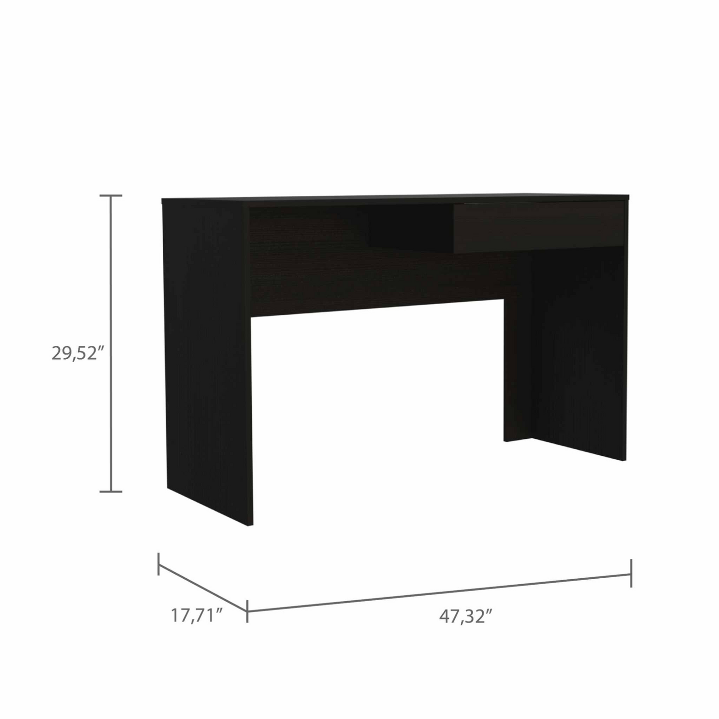 Clio Black Computer Desk with Drawer