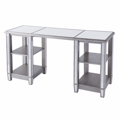 Matte Silver Mirrored Desk