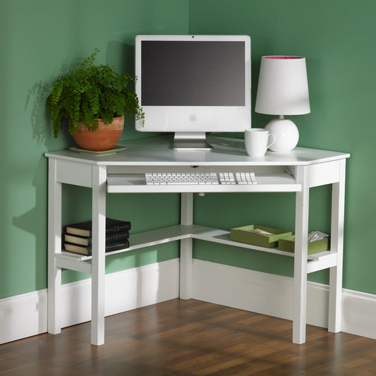 White Corner Computer Desk