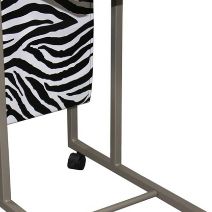 Modern Zebra Print Metal Laptop Cart And Desk