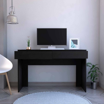 Clio Black Computer Desk with Two Drawers