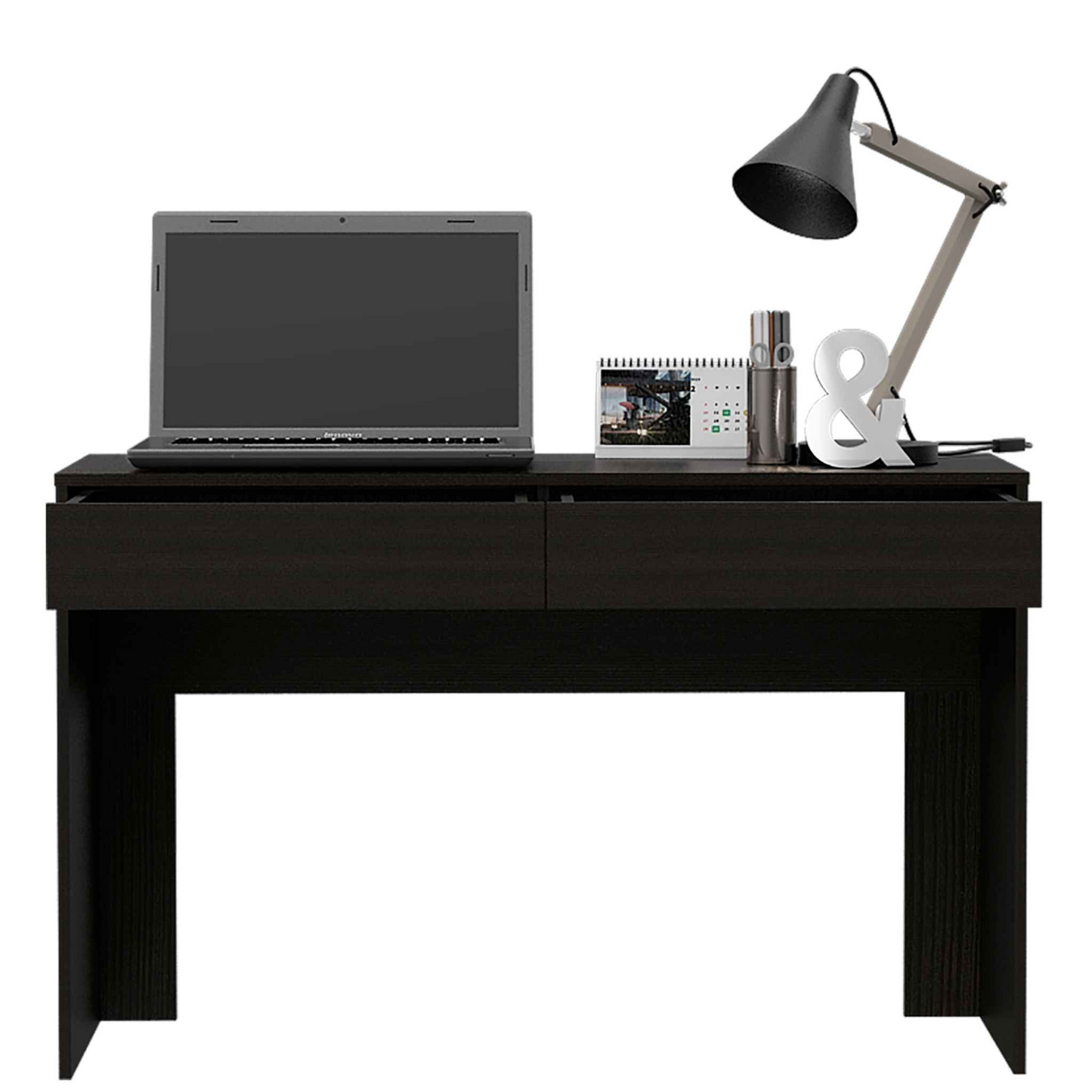 Clio Black Computer Desk with Two Drawers