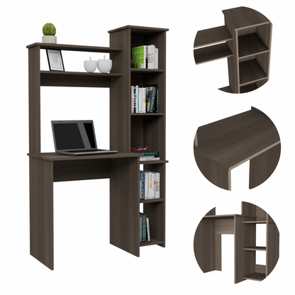 Modern Smokey Oak  Office Desk with Storage Cabinet