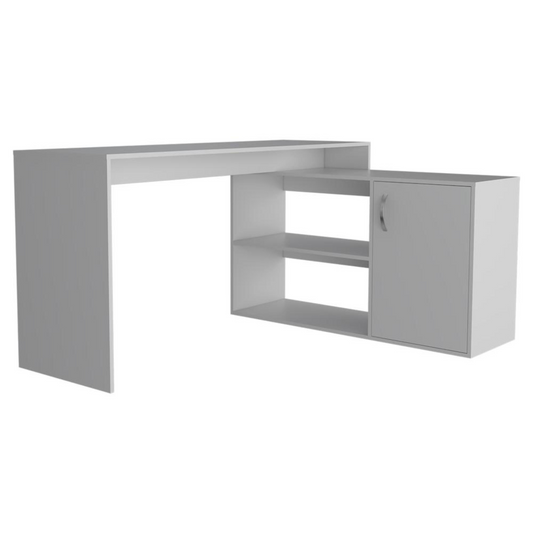 Sleek White L Shape Office Desk