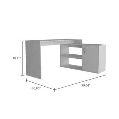 Sleek White L Shape Office Desk