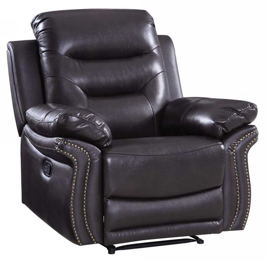 44" Brown Comfortable Leather Recliner Chair