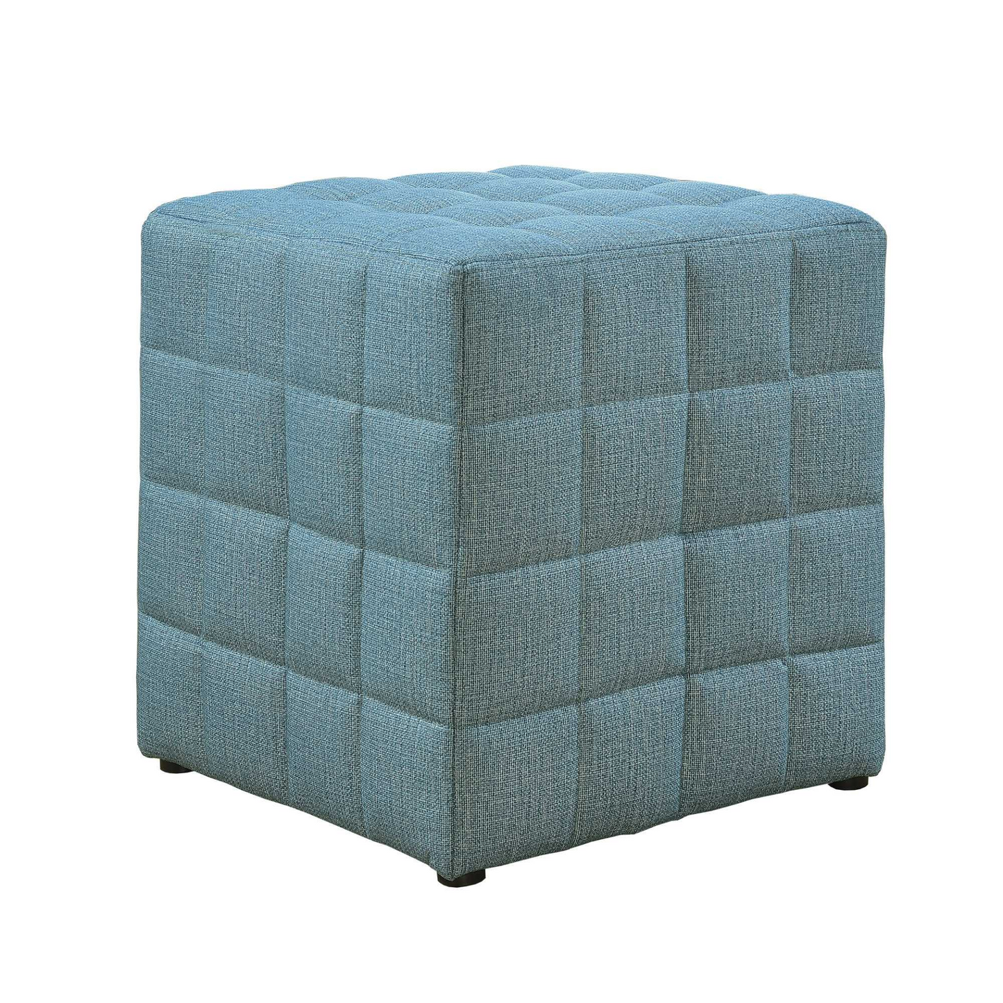 16.75" X 16.75" X 17" Light Blue Linen Look Fabric Ottoman