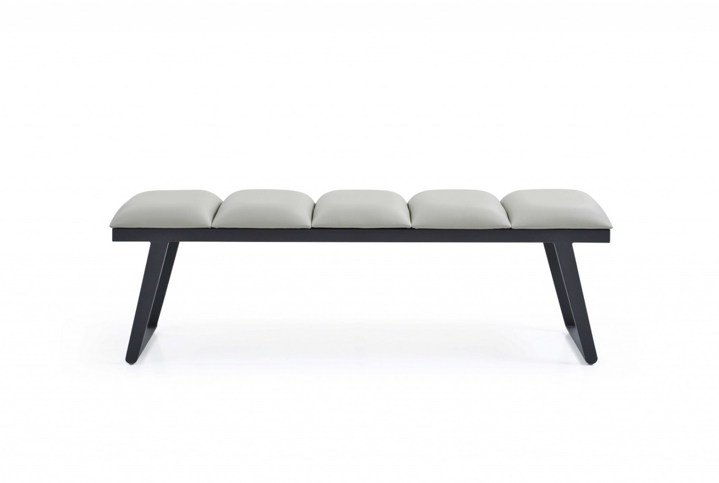 57" Pale Grey Faux Leather and Black Bench