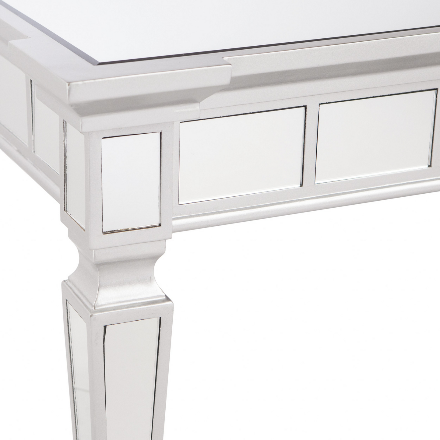 24" Silver Glass And Manufactured Wood Square Mirrored End Table