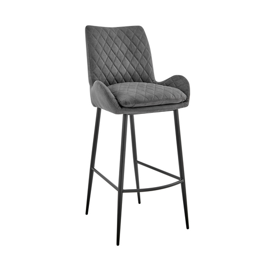 43" Charcoal Microfiber and Black Iron Bar Height Chair