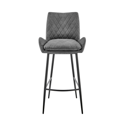 43" Charcoal Microfiber and Black Iron Bar Height Chair