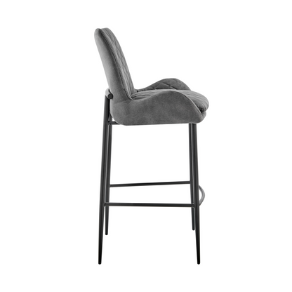 43" Charcoal Microfiber and Black Iron Bar Height Chair