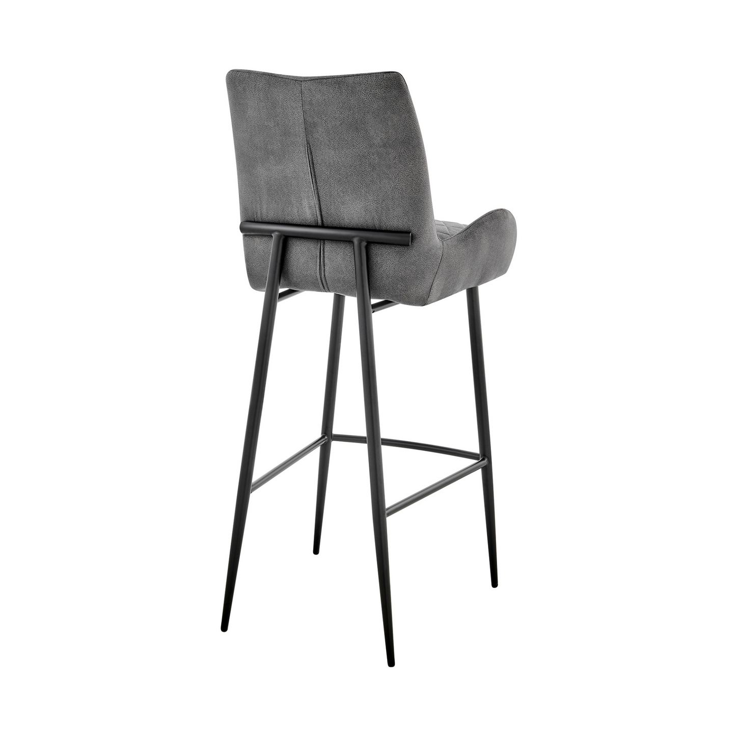 43" Charcoal Microfiber and Black Iron Bar Height Chair