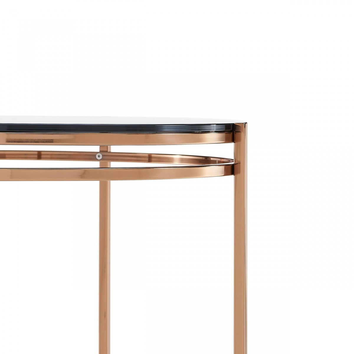 22" Rosegold And Smoke Glass Geo Round End Table