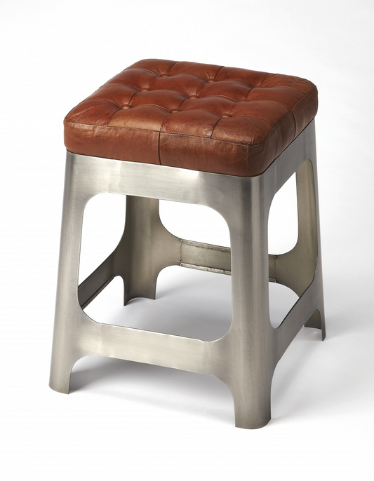 Iron And Leather Counter Stool