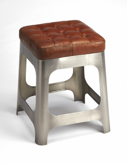 Iron And Leather Counter Stool