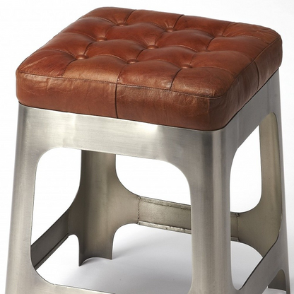 Iron And Leather Counter Stool