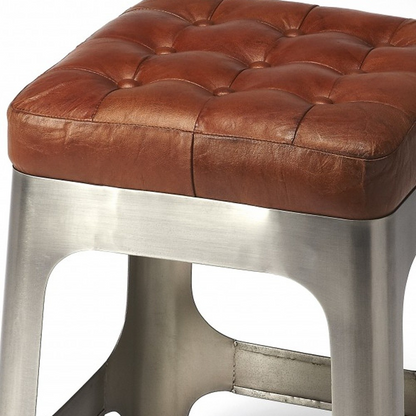 Iron And Leather Counter Stool