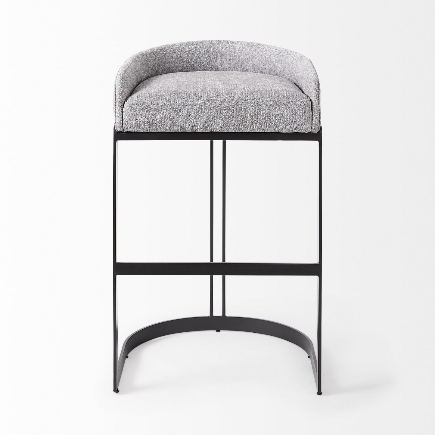 Light Gray Bar Stool With Black Metal Base