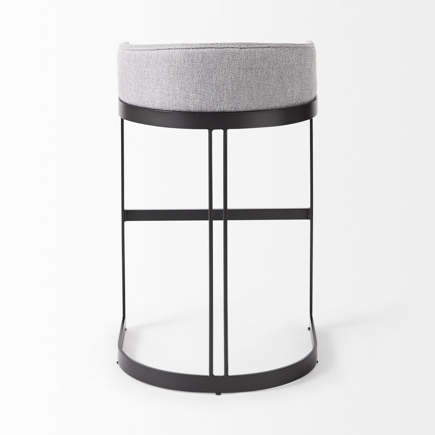 Light Gray Bar Stool With Black Metal Base