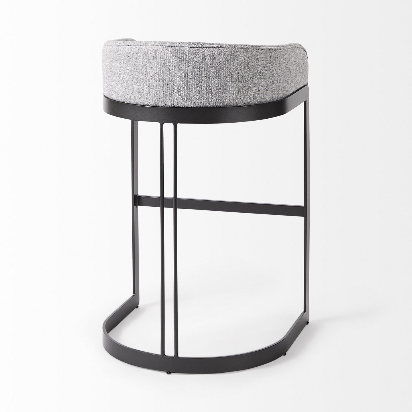 Light Gray Bar Stool With Black Metal Base