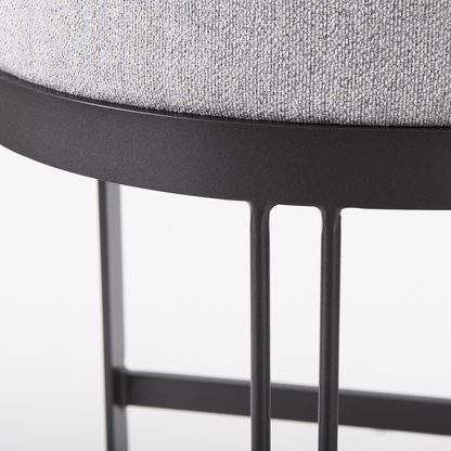 Light Gray Bar Stool With Black Metal Base