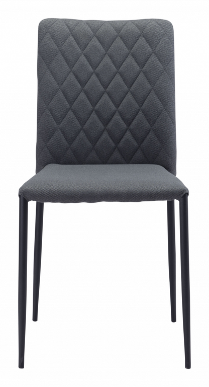 Set of Two Dark Gray Diamond Weave Dining Chairs