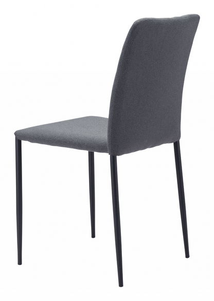 Set of Two Dark Gray Diamond Weave Dining Chairs