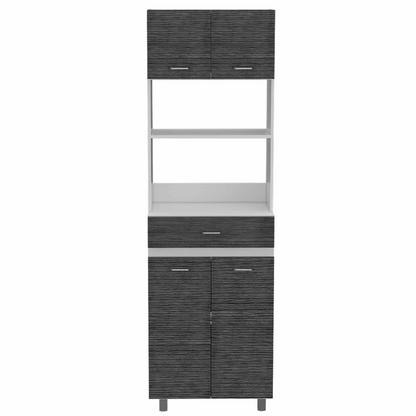 Modern Gray Stria Tall Kitchen Cart