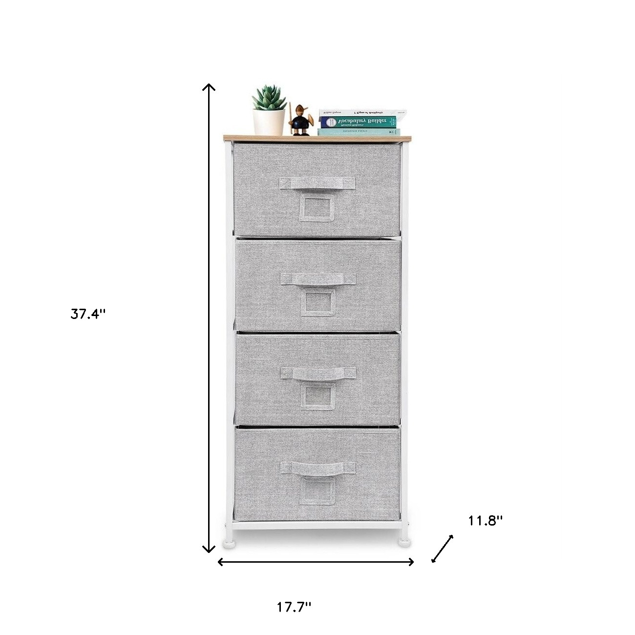 18" Grey Standard Accent Cabinet With Four Drawers