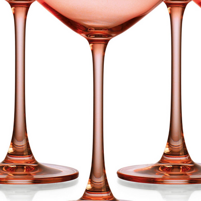 Set of Four Translucent Blush Coral Coupe Glasses