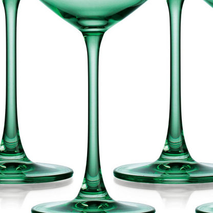 Set of Four Translucent Pale Green Coupe Glasses