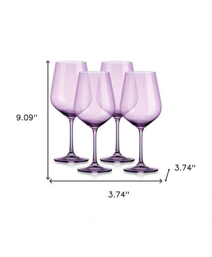 Set of Four Translucent Purple Large Wine Glasses