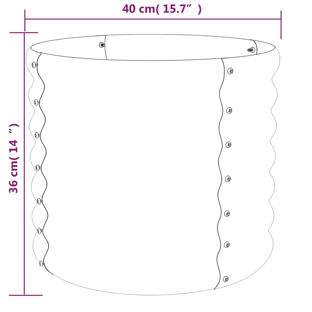 vidaXL Garden Planter Powder-coated Steel 15.7"x15.7"x14.2" Gray