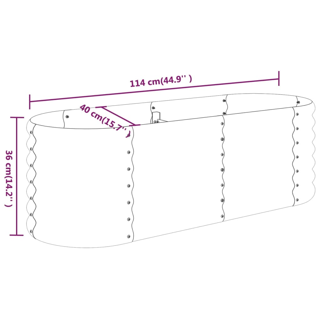 vidaXL Garden Raised Bed Powder-coated Steel 44.9"x15.7"x14.2" Silver