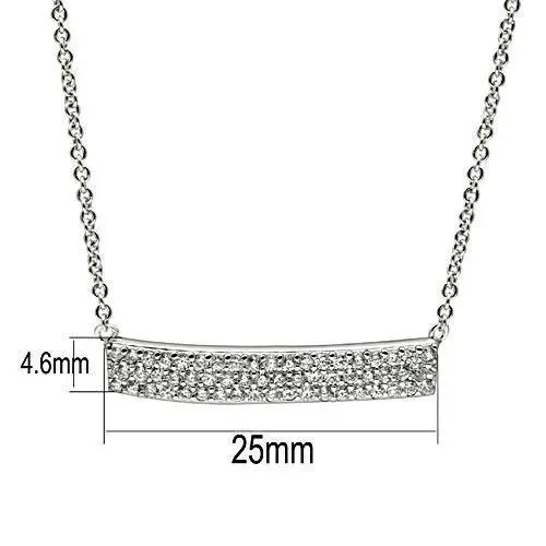 3W079 - Rhodium Brass Necklace with AAA Grade CZ  in Clear