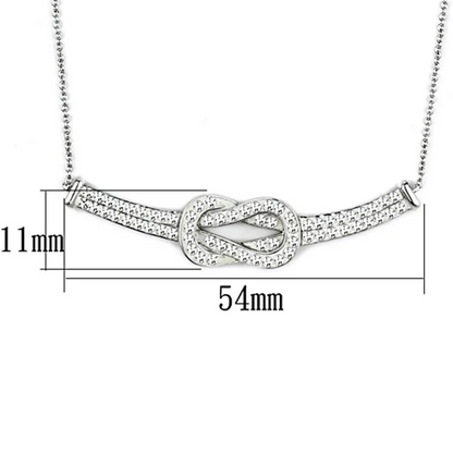 3W406 - Rhodium Brass Necklace with Top Grade Crystal  in Clear