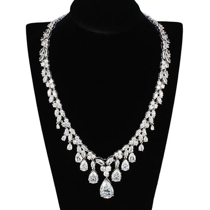 3W925 - Rhodium Brass Jewelry Sets with AAA Grade CZ  in Clear