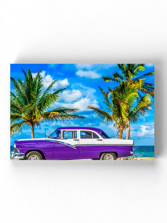 Classic Car In Purple Wrapped Canvas -Image by Shutterstock