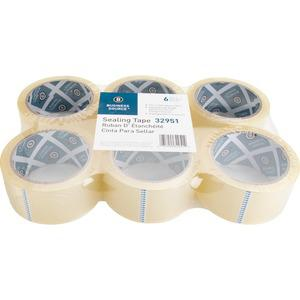 Business Source 3" Core Sealing Tape - 55 yd Length x 1.88" Width - 3" Core - Pressure-sensitive Poly - 2 mil - Adhesive Backing - 6 / Pack - Clear