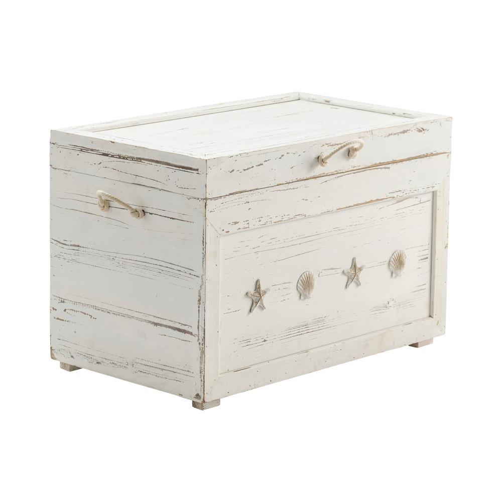 Crestview Collection Seaside White Shell Set of 3 Trunks Furniture, Gray