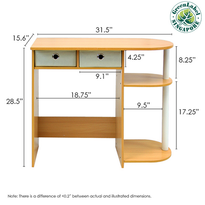 Go Green Home Laptop Notebook Computer Desk/Table, Beech/Ivory/White