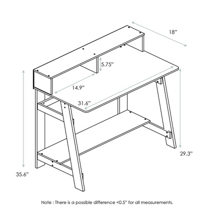 Furinno 14054DWN Simplistic A Frame Computer Desk, Dark Walnut